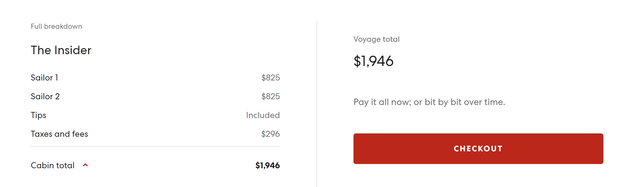 a screenshot of a price list
